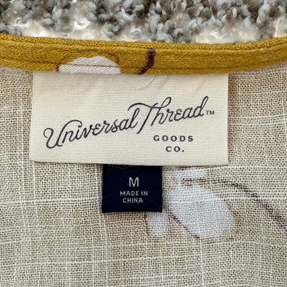 Universal Threads Woven Blend Dress Womens Medium Mustard Yellow Floral Prairie - Picture 7 of 8